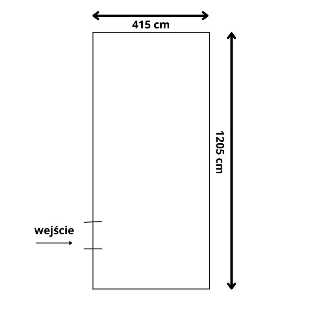 Box 2, magazyn 49,2 m2 - szkic z wymiarami
